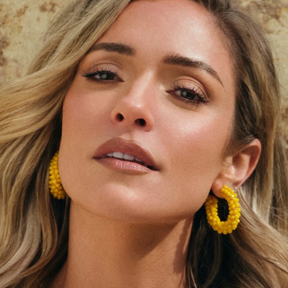 Uncommon James Beaded Yellow/Orange Hoop Earrings